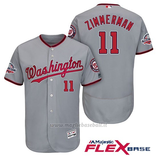 Maglia Baseball Uomo Washington Nationals Ryan Zimmerman Grigio 2018 All Star Flex Base